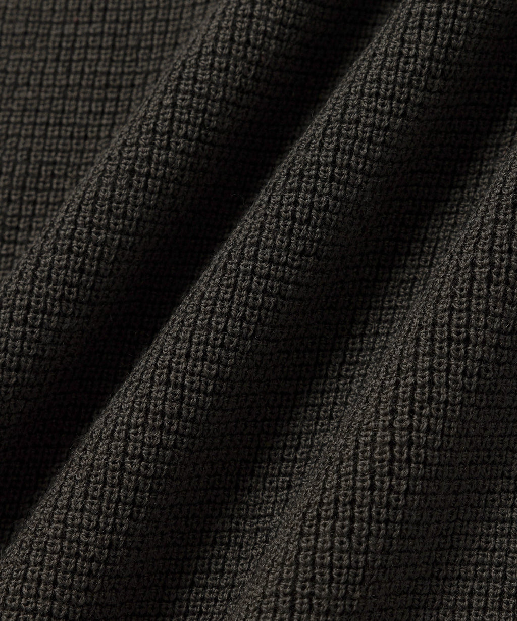 Army Green | Alex Merino Wool Open Placket Polo