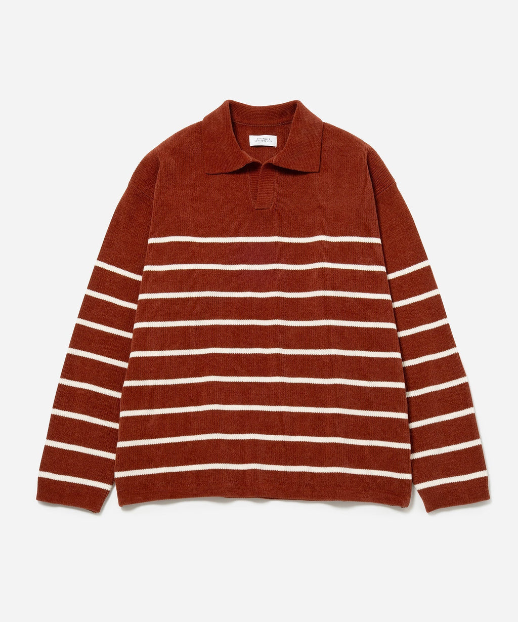 Brick/White | Mole Yarn Stripe Skipper Knit