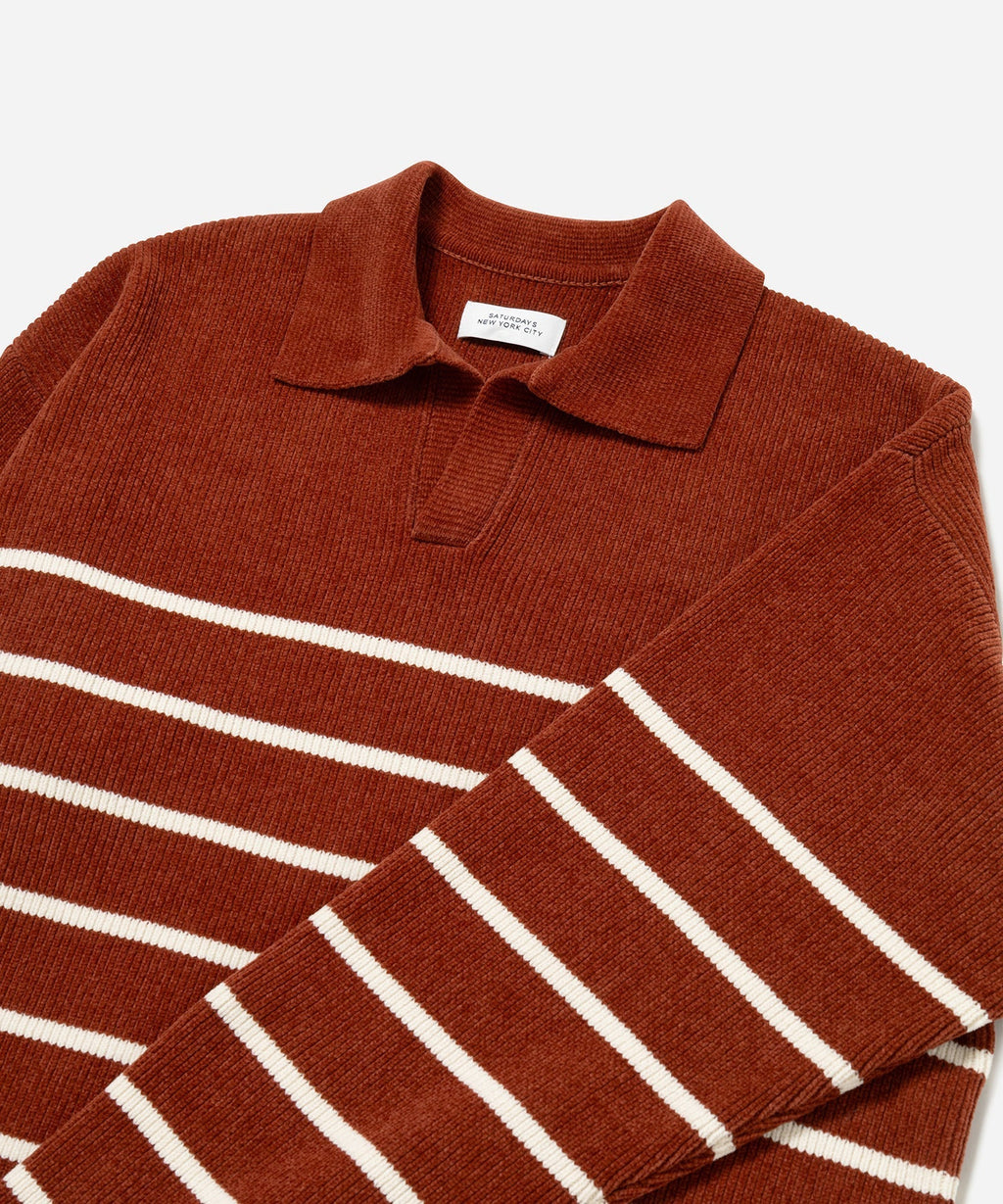 Brick/White | Mole Yarn Stripe Skipper Knit