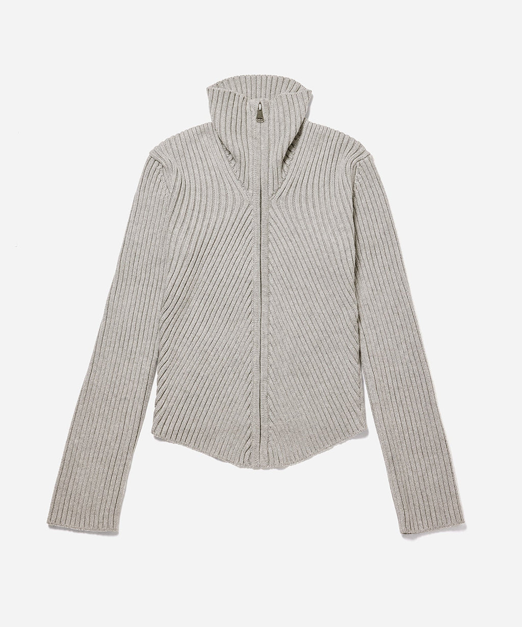 Ash Heather | Leah Cashmere Zip Sweater