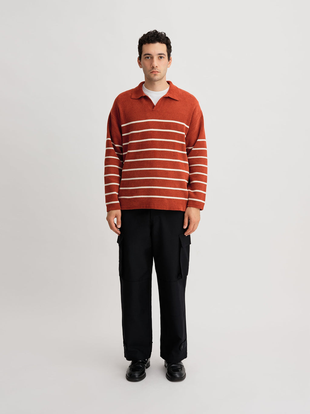 Brick/White | Mole Yarn Stripe Skipper Knit