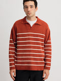 Brick/White | Mole Yarn Stripe Skipper Knit