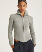 Ash Heather | Leah Cashmere Zip Sweater